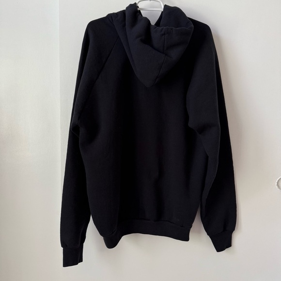 Vintage 90s Americana Made in USA Fruit of the Loom USA Flag Black Hoodie - Picture 3 of 9